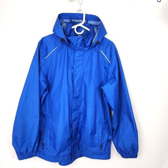 Core 365 By North End Blue Hooded Windbreaker Rain Jacket Waist Length Mens L - Picture 1 of 10